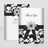 Bedankt Feest Zwart Witte Bloem Diamant (Voorkant / Achterkant)
