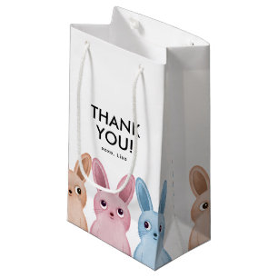 Bedankt feestgeschenk met schattige baby konijntje klein cadeauzakje