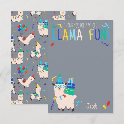 Bedankt Feestvierende Dieren Llama Verjaardag Jong (Voorkant / Achterkant)