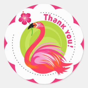 Bedankt Flamingo Emblem Ronde Sticker