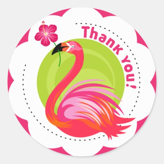 Bedankt Flamingo Emblem Ronde Sticker (Voorkant)