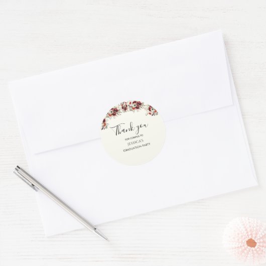 Bedankt Floral Afstuderen Party Afstuderen Ronde Sticker (Envelop)