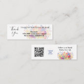 Bedankt Floral Artistieke kortingscode QR Insert Mini Visitekaartje (Voorkant / Achterkant)