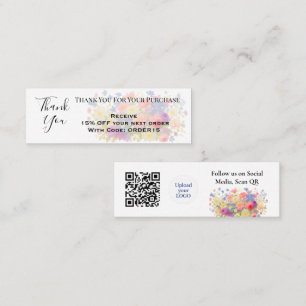 Bedankt Floral Artistieke kortingscode QR Insert Mini Visitekaartje