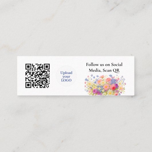 Bedankt Floral Artistieke kortingscode QR Insert Mini Visitekaartje (Achterkant)