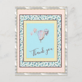 Bedankt Floral Blue Balloon Spark Silver Briefkaart
