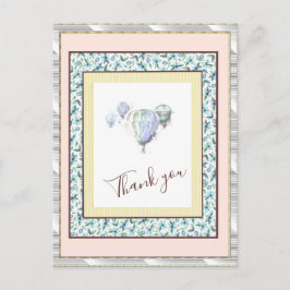 Bedankt Floral Blue Balloon Spark Silver Briefkaart