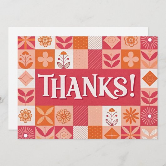 Bedankt! Floral Patchwork Flat Wenskaart (Voorkant / Achterkant)