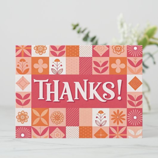 Bedankt! Floral Patchwork Flat Wenskaart (Staand voorkant)