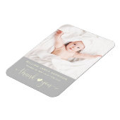 Bedankt Foto Gellow Grey Birth kondiging Magneet (Linkerzijde)