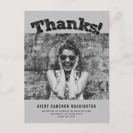 Bedankt Foto modern Afstuderen Dank u Briefkaart (Voorkant)