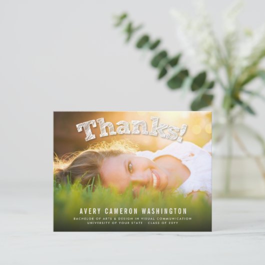 Bedankt Foto modern Afstuderen Dank u Briefkaart (Staand voorkant)