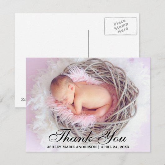 Bedankt Foto Nieuwe Baby Briefkaart (Voorkant / Achterkant)