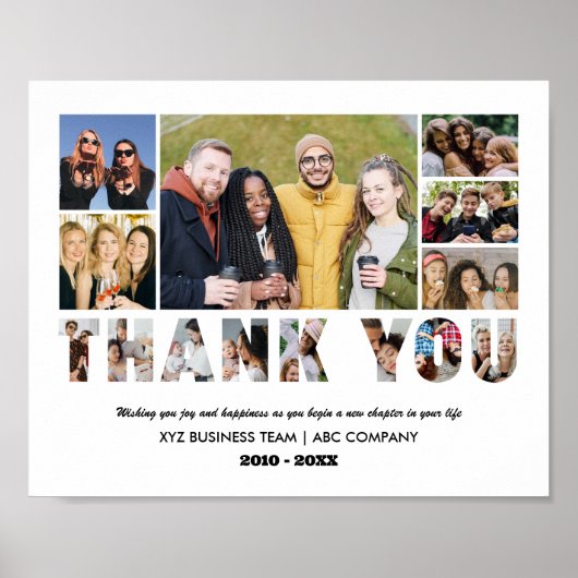 Bedankt Fotocollage Afscheidsfeest Poster (Voorkant)