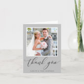 BEDANKT FOTOKAART Elegante bruiloft bord grijs (Voorkant)