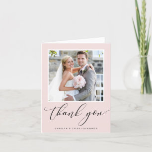 BEDANKT FOTOKAART Elegante bruiloft bord roze