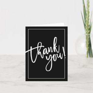 BEDANKT FOTOKAART hand geletterd zwart wit