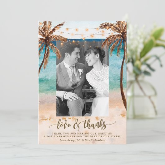 bedankt foto's strand tropische bruiloft (Staand voorkant)