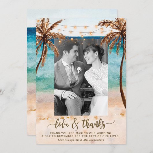 bedankt foto's strand tropische bruiloft (Voorkant / Achterkant)