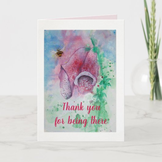 Bedankt, Foxglove en Bee Bedankkaart (Voorkant)