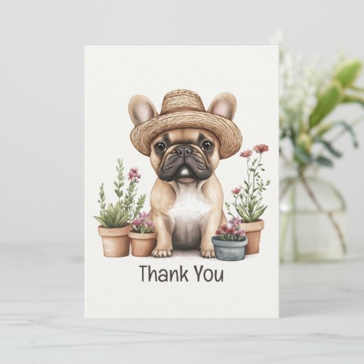 Bedankt Franse Bulldog Tuinieren Bloempotten (Staand voorkant)