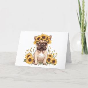 Bedankt Franse Bulldog Zonnebloemen
