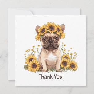 Bedankt Franse Bulldog Zonnebloemen