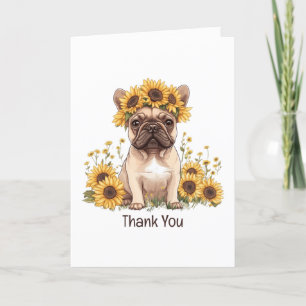 Bedankt Franse Bulldog Zonnebloemen