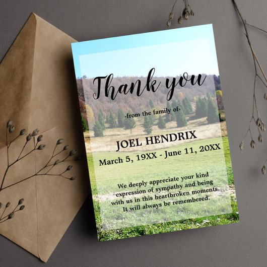 Bedankt Funeral Wood Sympathy Grief Kaart