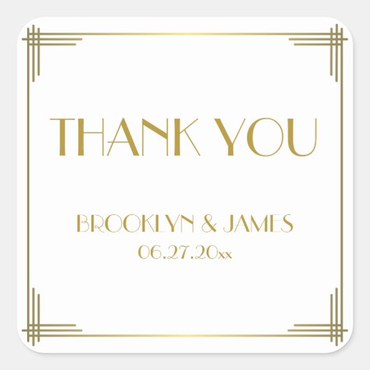 Bedankt Gatsby Gold Art Deco Wedding Stickers (Voorkant)
