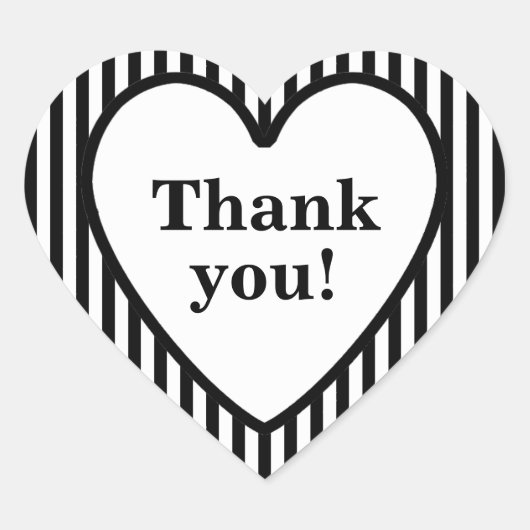 Bedankt - Geometrisch zwart / wit streeppatroon Hart Sticker (Voorkant)