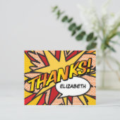 BEDANKT Gepersonaliseerde Spraak Bubble Modern Aankondigingskaart (Staand voorkant)