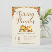 BEDANKT GEVEN | bloemendiner met Thanksgiving Kaart (Staand voorkant)