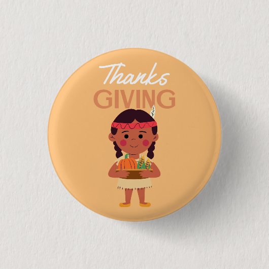 Bedankt GEVEN Button – Feestelijke Turkije Thanksg (Voorkant)