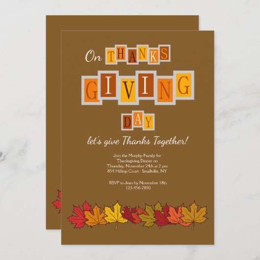 Bedankt geven daguitnodiging kaart (Voorkant / Achterkant)