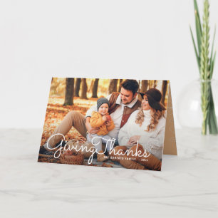 BEDANKT GEVEN Elegante Thanksgiving fotokaart Kaart