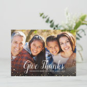Bedankt geven | Glitz Faux Glitter Photo Overlay Feestdagenkaart (Staand voorkant)
