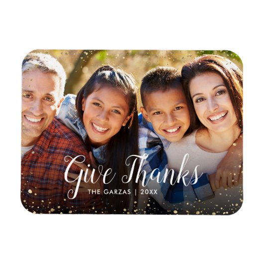 Bedankt geven | Glitz Faux Glitter Photo Overlay Magneet (Horizontaal)
