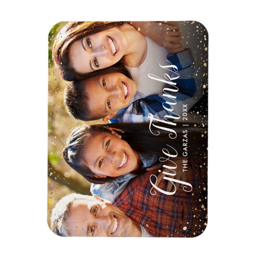 Bedankt geven | Glitz Faux Glitter Photo Overlay Magneet (Verticaal)