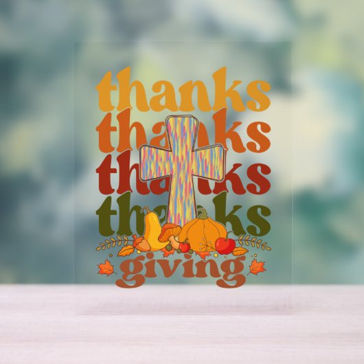 Bedankt geven kruispompoen acryl bord (Neutraal)