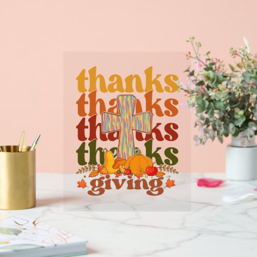 Bedankt geven kruispompoen acryl bord (Huwelijk)