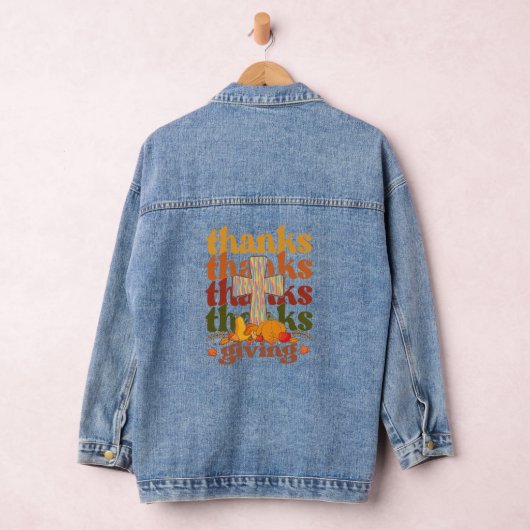 Bedankt geven kruispompoen denim jacket (Hangar)