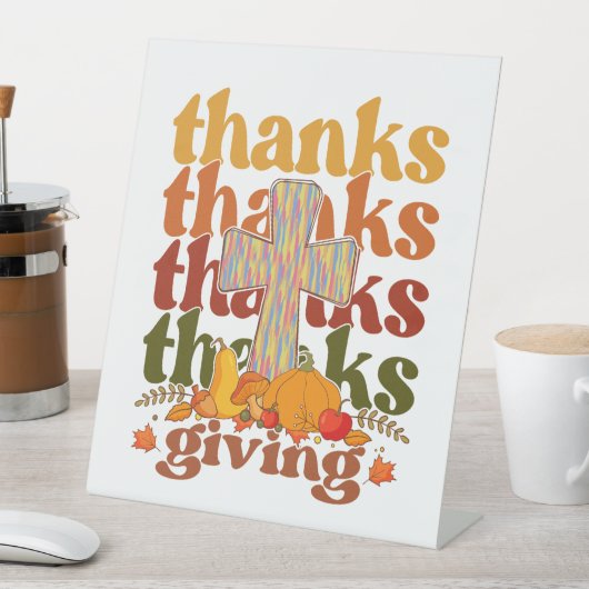 Bedankt geven kruispompoen reclamebord met voetstuk (Insitu)