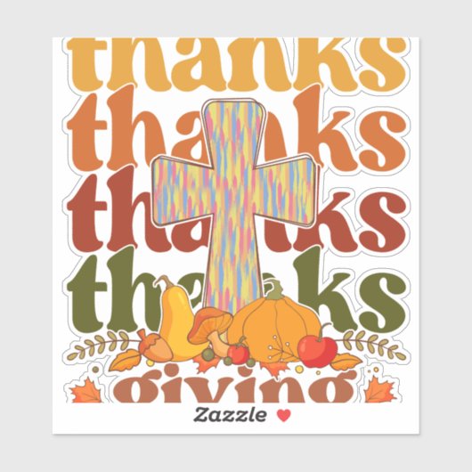 Bedankt geven kruispompoen sticker (Vel)