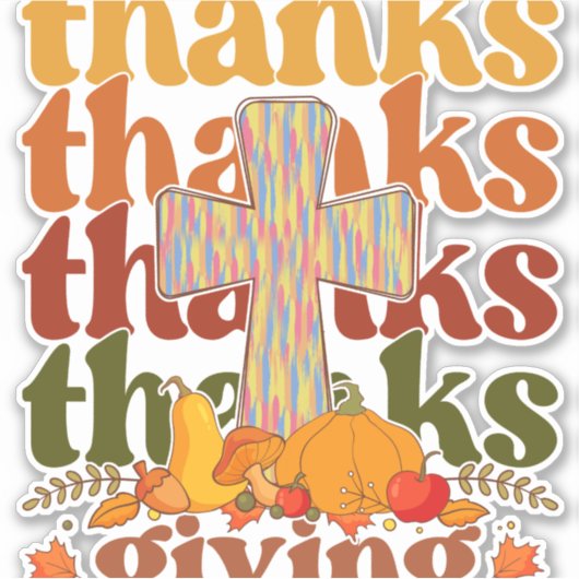 Bedankt geven kruispompoen sticker (Voorkant)