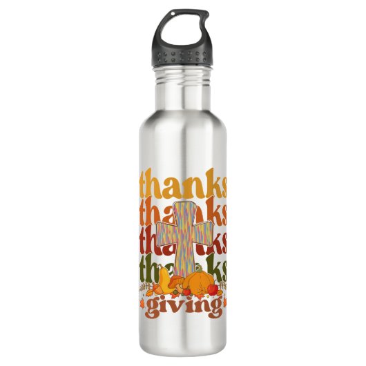 Bedankt geven kruispompoen waterfles (Voorkant)