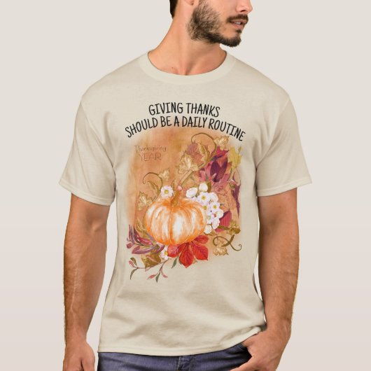 Bedankt geven met pompoen herfstbladeren t-shirt (Voorkant)