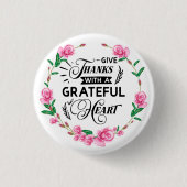 Bedankt geven | Roze Floral Wreath Ronde Button 3,2 Cm (Voorkant)