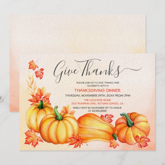 Bedankt geven | Thanksgiving binnenuitnodiging Kaart (Voorkant / Achterkant)