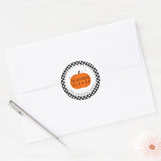 Bedankt geven | Thanksgiving pompoen Buffalo-speld Ronde Sticker (Envelop)
